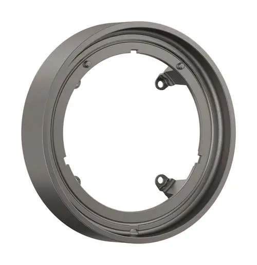 Runde Verlängerungsrosette in gebürstetem Schwarzchrom mit Befestigungselementen, geeignet für Hansgrohe Produkte.